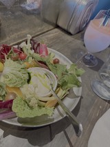 Fresh Garden Salad with Wine Glass