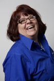 Happy Woman in Blue Glasses