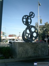 Movie Reel Monument on a Pedestal