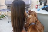 Woman with her furry companions