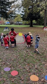 Youth Soccer Practice with Pop-Up Goals in Autumn Park