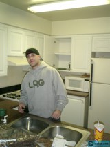 Danny J stands tall in the kitchen sink