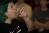 Green-haired Man Quenches his Thirst
