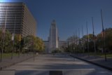 City Hall and Clock Tower Against Blue Sky