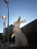 White Rabbit Sculpture in Urban Metropolis
