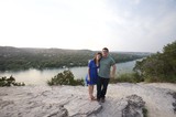 Couple Poses Above Lake Austin at Golden Hour