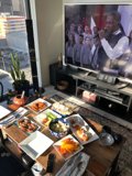 Leslie Odom Jr. enjoys a decadent brunch surrounded by technology