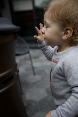 Curious Toddler Discovering Kitchen Appliances at Home