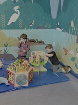 Children Playing in Nature-Themed Indoor Play Area