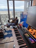 Man and Dog Enjoying Music in San Francisco