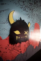 Mischievous Monster Mural with Crescent Moon in Santa Fe