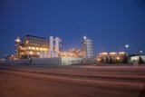 Illuminated Factory at Night