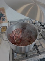 Steaming Liver and Onions Cooking on Stovetop