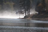 Helicopter Landing on Lake with Fire Truck