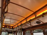 Inside the Trolley Car with a Red Glow
