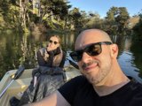Adventurous Couple Canoeing on Stow Lake