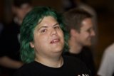 Green Hair and Black Attire