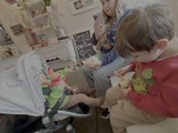 Family Ice Cream Time in Cozy Kitchen