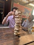 Tower of Wooden Blocks at Dining Table