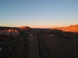 Highway and Desert Sunset Aerial View