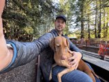 Train Selfie with Furry Friend