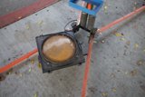 Close-Up of a Spinning Light on a Pole