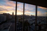 Urban Sunset View from Building Window