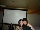 Posing in front of Projection Screen