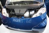 Blue Car with Open Hood at the LA Auto Show