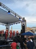 Red Shirts and Blue Lights on the Stage