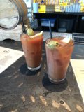 Two Glasses of Bloody Cocktails on a Table