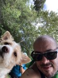 Man and his furry companion in the great outdoors
