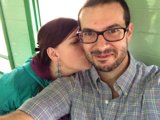 Romantic selfie with glasses