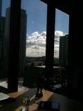 Cityscape Silhouette from Office Window