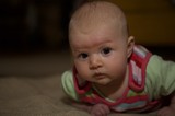 Curious Baby on Tummy Time on Carpet