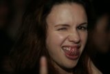 Tongue out and having fun