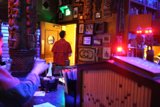 Urban Pub Interior with Red Light