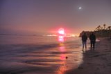 Beach Fireworks at Sunset