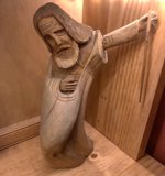 Wooden Statue of a Knife-Wielding Man