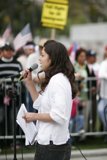 Student Rally with a Strong Female Voice