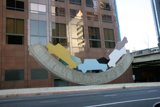 Cityscape with Sculpture-adorned Office Building
