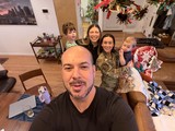 Family Holiday Selfie in Cozy Living Room