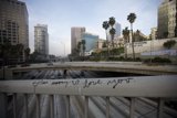 Graffiti-strewn Freeway and Majestic Palm Trees
