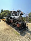 Classic Locomotive on the Railroad Tracks
