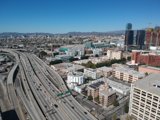 Urban Landscape: Aerial View of the Freeway and Skyscrapers