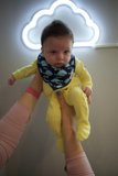 Stripes and Smiles: Baby Wesley at 2 Months