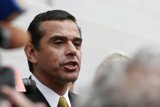 Antonio Villaraigosa Addressing Reporters in a Suit and Tie