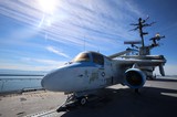 Vintage Navy Fighter Jet on USS Hornet Aircraft Carrier