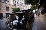Antique Hot Rod Parked on the City Sidewalk
