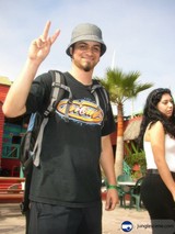 Man with Hat and Backpack in Ensenada